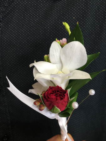 Floral Boutonniere with Dendrobium Orchids