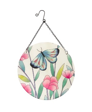 Floral Butterfly Glass Sun Catcher 