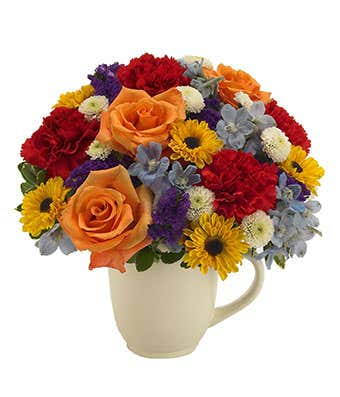 Floral Celebration Garden Mug Arrangement