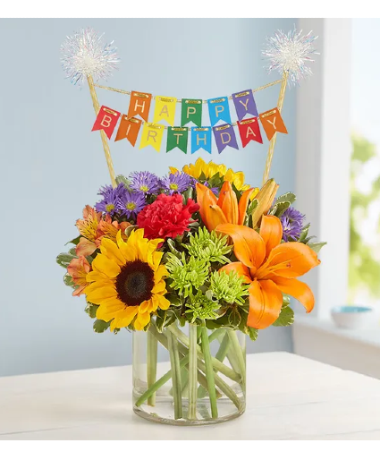 Floral Embrace™ with Happy Birthday Banner BIRTHDAY