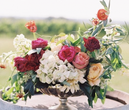 Floral Fantasy Compote vase arrangement