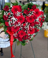 Floral Heart Tribute - Red Standing Spray