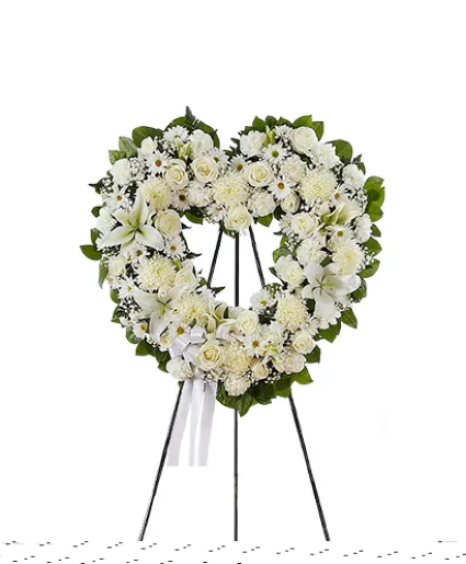 Floral Heart White Standing Heart