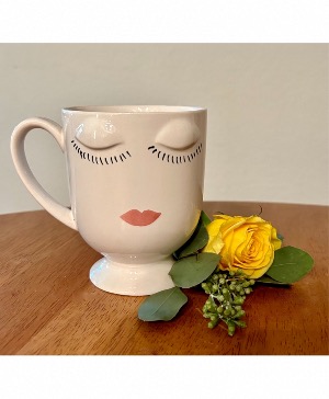 Floral Lady Gift Mug & Fresh Flower Arrangement