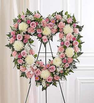 Heart Wreath Pink & White 