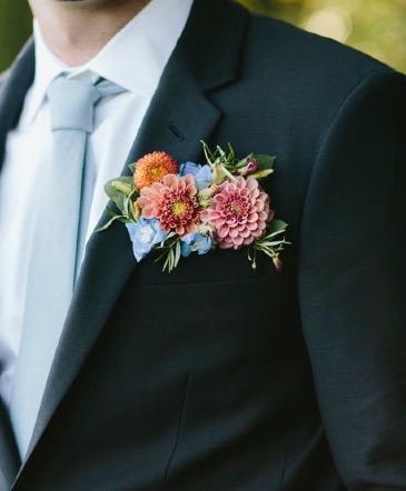 Floral Pocket Square Boutonniere   in Laurel, MD | The Blooming Bohemian