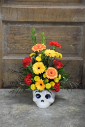 Floral Skull Ceramic Container