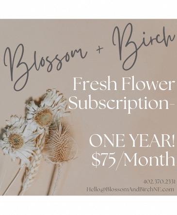 Floral Subscription 1 year in Norfolk, NE | Blossom + Birch Floral Subscription 1 year in Norfolk, NE | Blossom + Birch