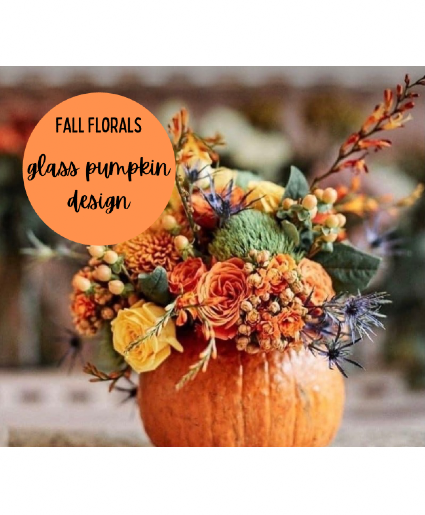 Florals in a Keepsake Glass Pumpkin 