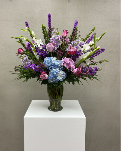 Flower Arrangement of purple and blue Flower Arrangement