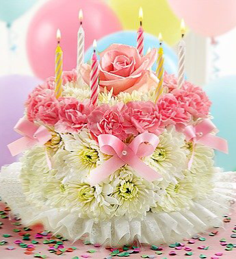 Flower Birthday Cake Fresh flower (various colors available 