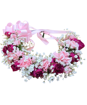 Flower Crown with spray roses, mini carnations and BB