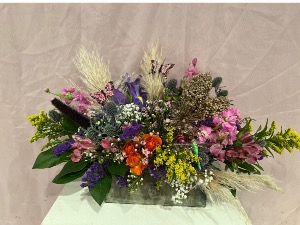 Flower Field Oblong wood box arrangement