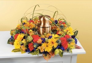 Flower garden Funeral memorial wreath, urn not included