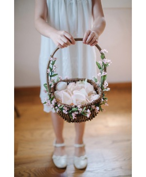 basket with rose petals Flower Girl Basket