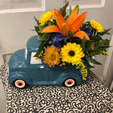 Flower Harvest Truck Blue