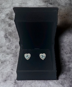 Sterling Silver Natural Aquamarine Heart Earrings  