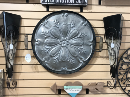 Flowered Wall Platter Metal