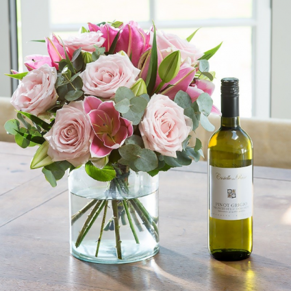 Flowers & a good bottle of wine