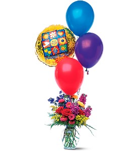 Flowers and Balloon Bouquet