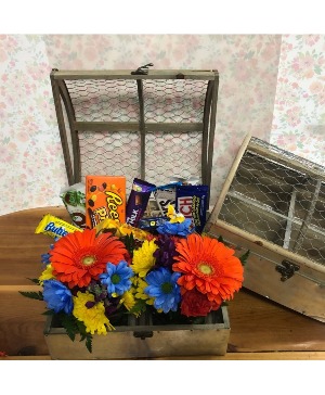Flowers and Candy Gift Basket