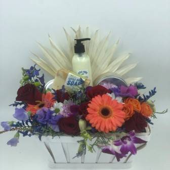 Flowers and Luxury Bath Gift Basket