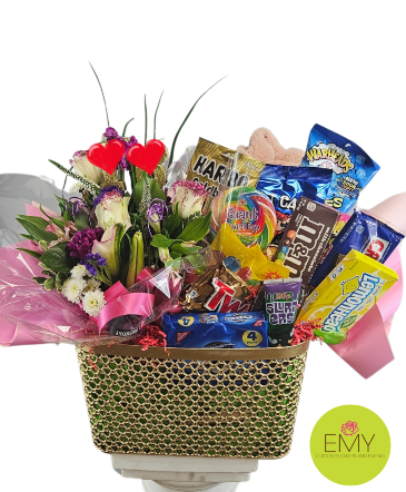 Flowers Candy Girl Vase and Basket in Mahopac, NY | EMY Custom Flowers