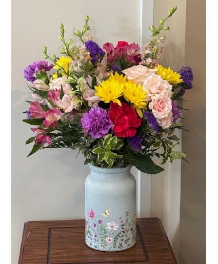 Flowers Everywhere Arrangement in a glass vase
