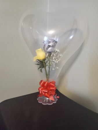 Flowers in a Heart Balloon Heart Balloon Arrangement
