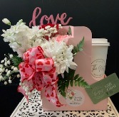 Fresh Flowers in a box with a Nest Cafe Beverage Flowers and Drink