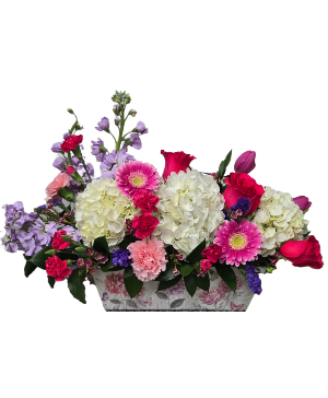 Flutter & Blooms Box Floral Floral Arrangement in Wooden Box Contrainer
