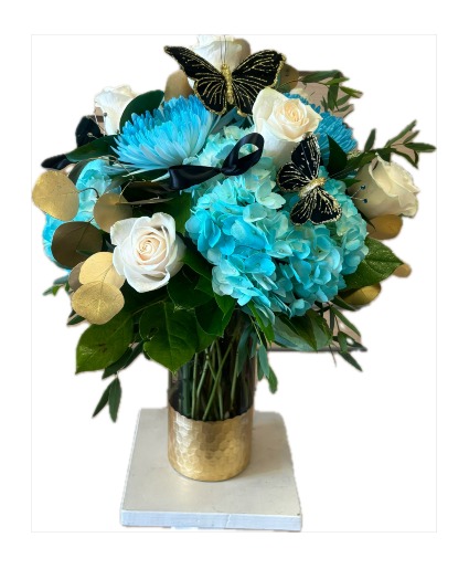 Flutters and Teal Flower Arrangement 