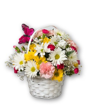 Fly away butterfly Basket of Flowers/READ DESCRIPTION