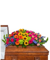 Forever Blooming Bright Casket Spray Sympathy Arrangement