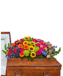 Forever Blooming Bright Casket Spray Sympathy Arrangement