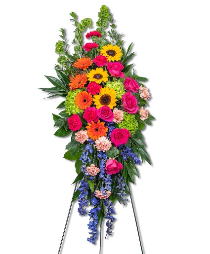 Forever Blooming Bright Standing Spray Sympathy Arrangement