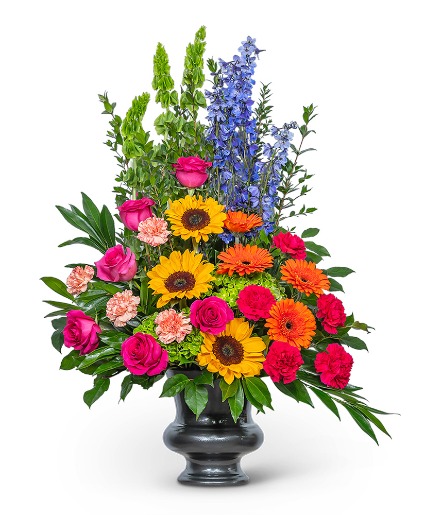 Forever Blooming Bright Urn Sympathy Arrangement