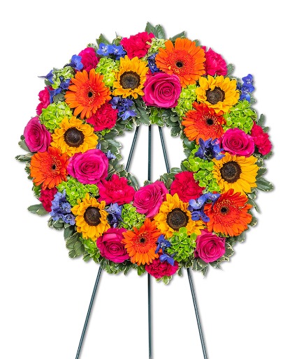 Forever Blooming Bright Wreath Sympathy Arrangement