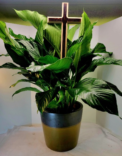 Premium Forever Faithful Peace Lily W/Hand Made cross