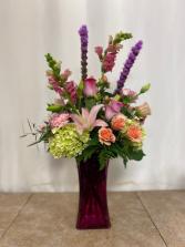 Forever Fuchsia Mixed flowers in vase