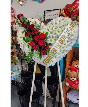 Forever in our Hearts  Funeral Heart Stand  ***24 Hr notice for delivery***