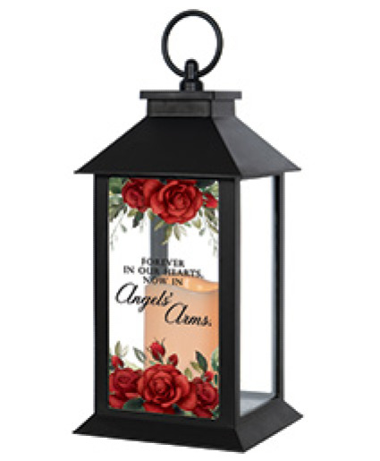 Forever in our hearts now in Angels' Arms Lantern Keepsake
