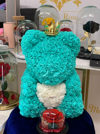 teddy bear roses blue