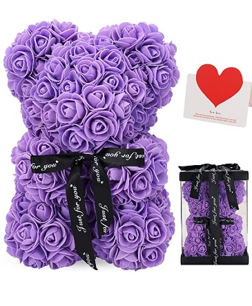 Forever Rose Teddy Bear Purple Gifts in Paris, ON | Upsy Daisy Floral Studio