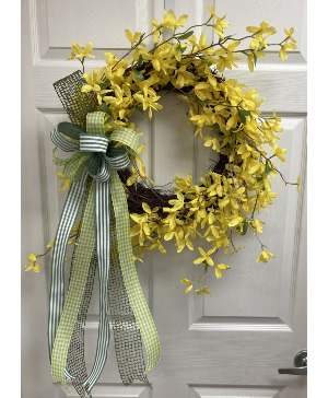 Forsythia and spring green Ribbons Permanent botanical