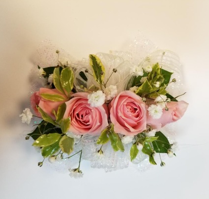 Four Pink Rose Corsage