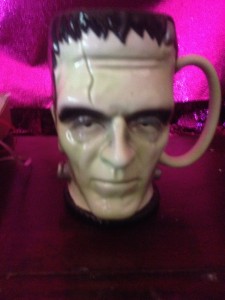 frankinstein mug /flowers