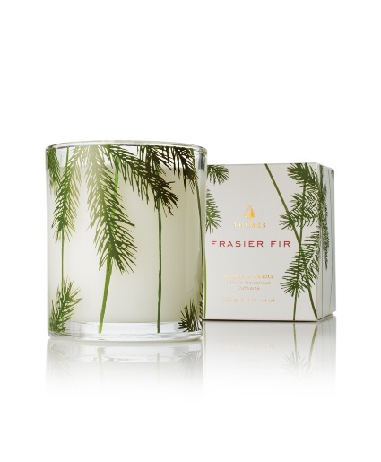 Frasier Fir small votive  2oz in clear glass with pine needle design 