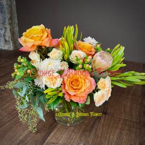 FREE SPIRIT Lush Mixed Design in Peach, Orange, and Cream Flowers