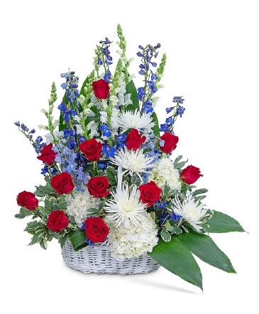 Freedom Tribute Basket Flower Arrangement in Nevada, IA | Flower Bed